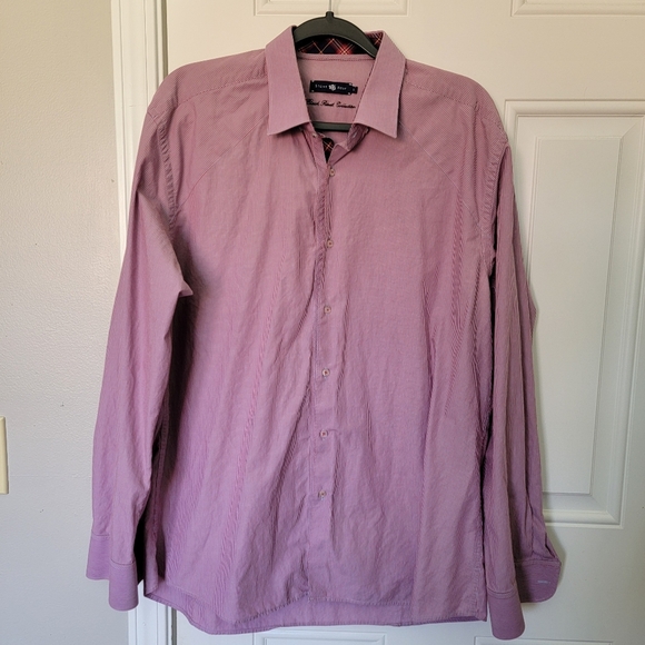 Stone Rose Black Rivet Collection Pink White Striped Button Down Flip Cuff XL - Picture 1 of 13